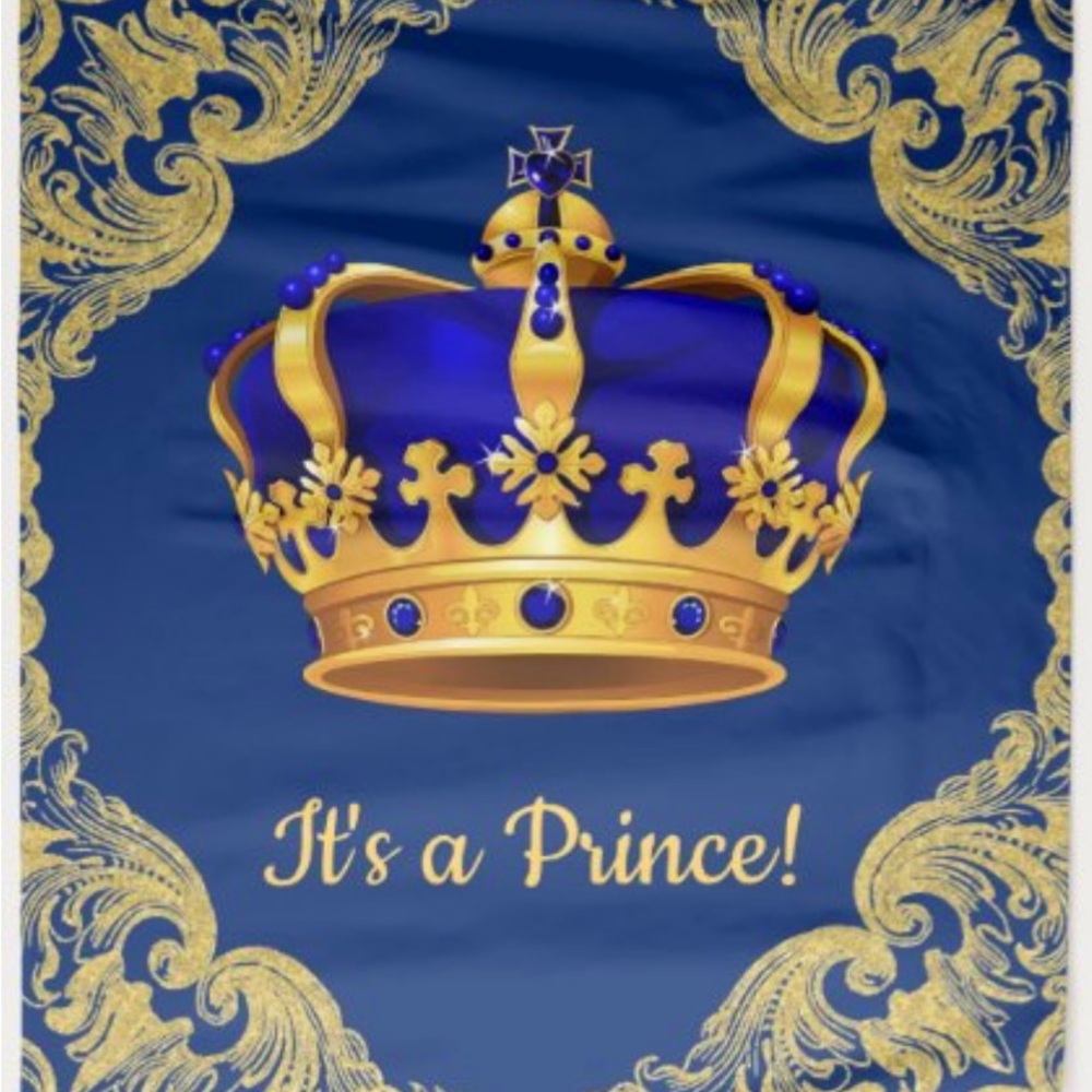 Fancy Royal Blue Prince Crown Baby Flannel Warm Blanket It’s A Prince 40X30 New